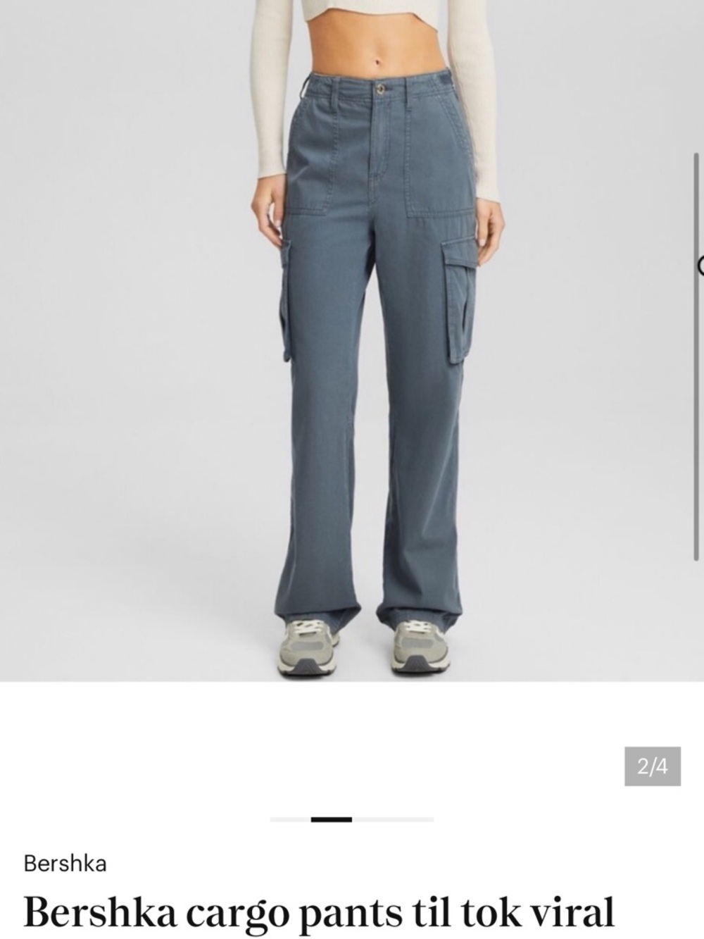 Bershka Men's Cargo Pants in Gray